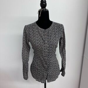 LOFT Black Floral Button Down Shirt